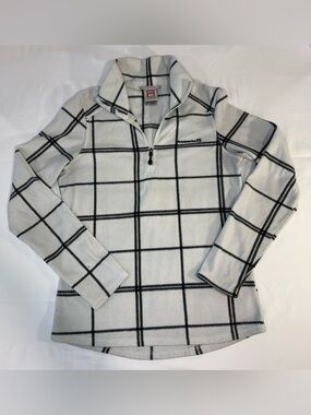 Avalanche Womens M Plaid Fleece Quarter Zip Pullover White Black